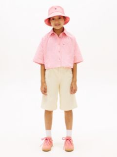 Essential Relaxed Fit Stripe Short Sleeve Shirt — Pink 3