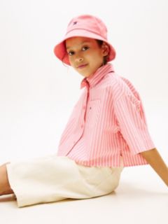 Essential Relaxed Fit Stripe Short Sleeve Shirt — Pink 4