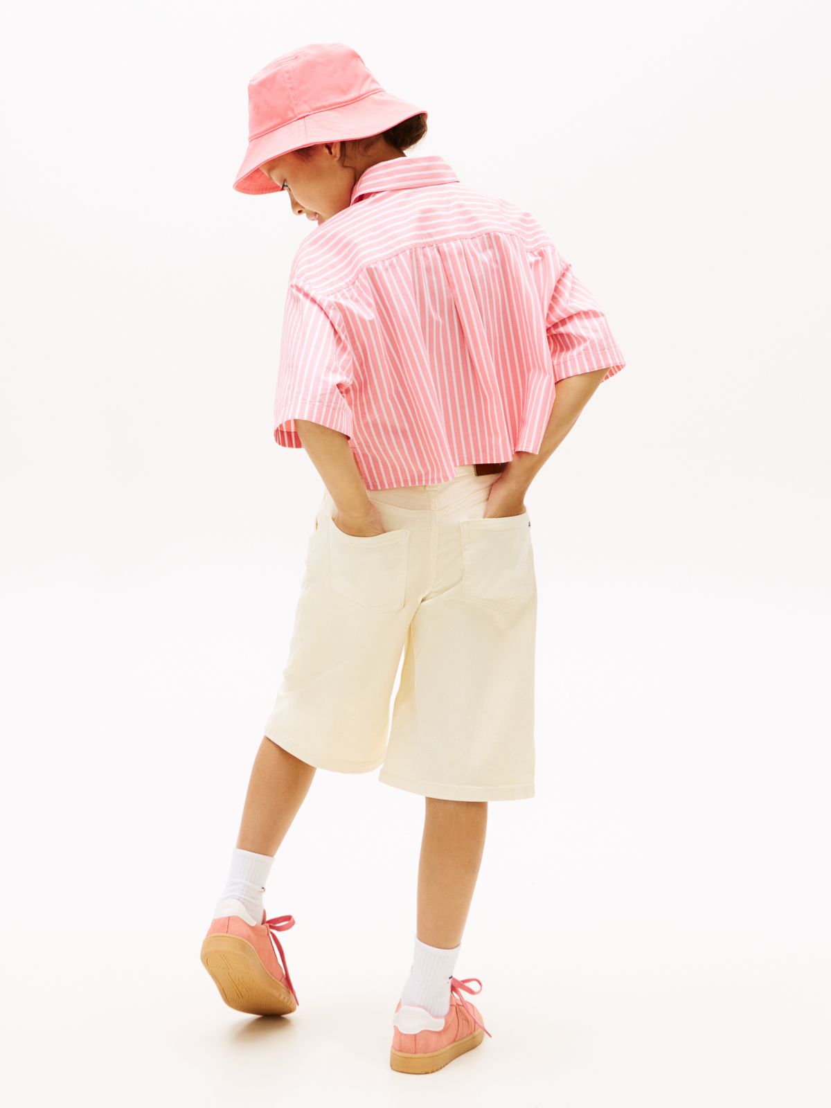 Essential Relaxed Fit Stripe Short Sleeve Shirt — Pink