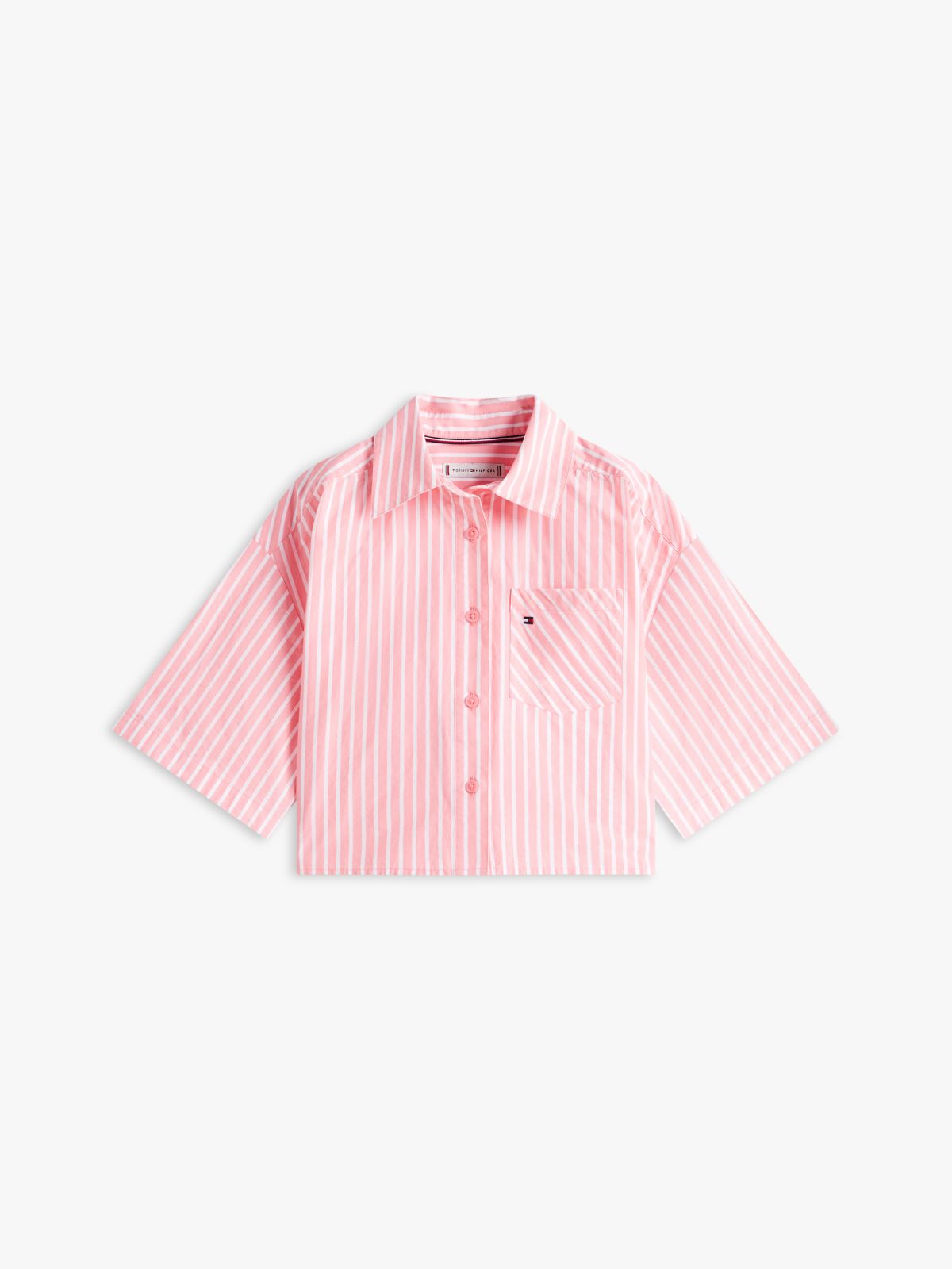 Essential Relaxed Fit Stripe Short Sleeve Shirt — Pink