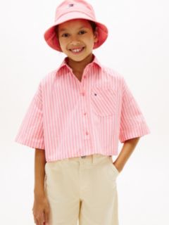 Essential Relaxed Fit Stripe Short Sleeve Shirt — Pink 1