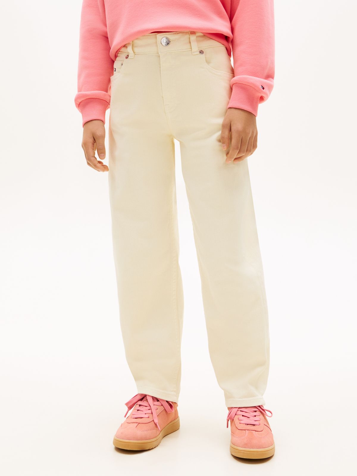 Barrel Leg Jeans — Beige