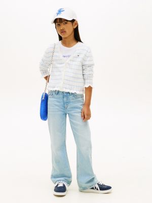 blue distressed flared leg jeans for girls tommy hilfiger