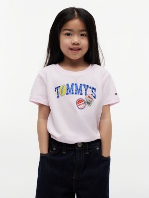 pink jersey t-shirt met fruitlogo voor meisjes - tommy hilfiger