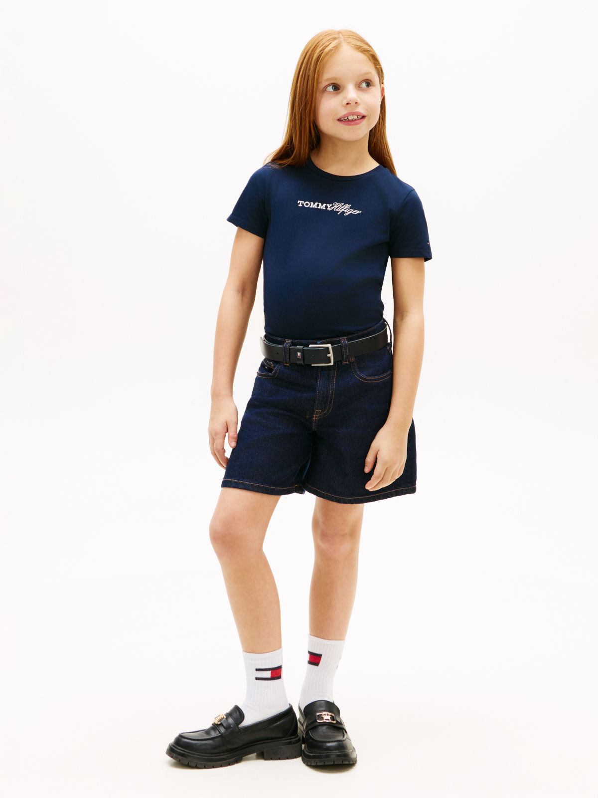 Logo Embroidery Slim Vintage Jersey T-Shirt — Blue