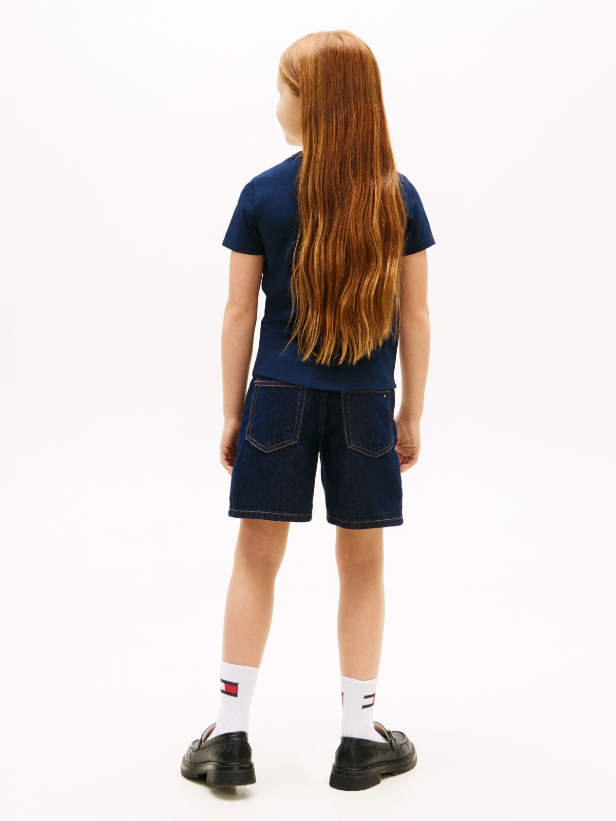 Logo Embroidery Slim Vintage Jersey T-Shirt — Blue