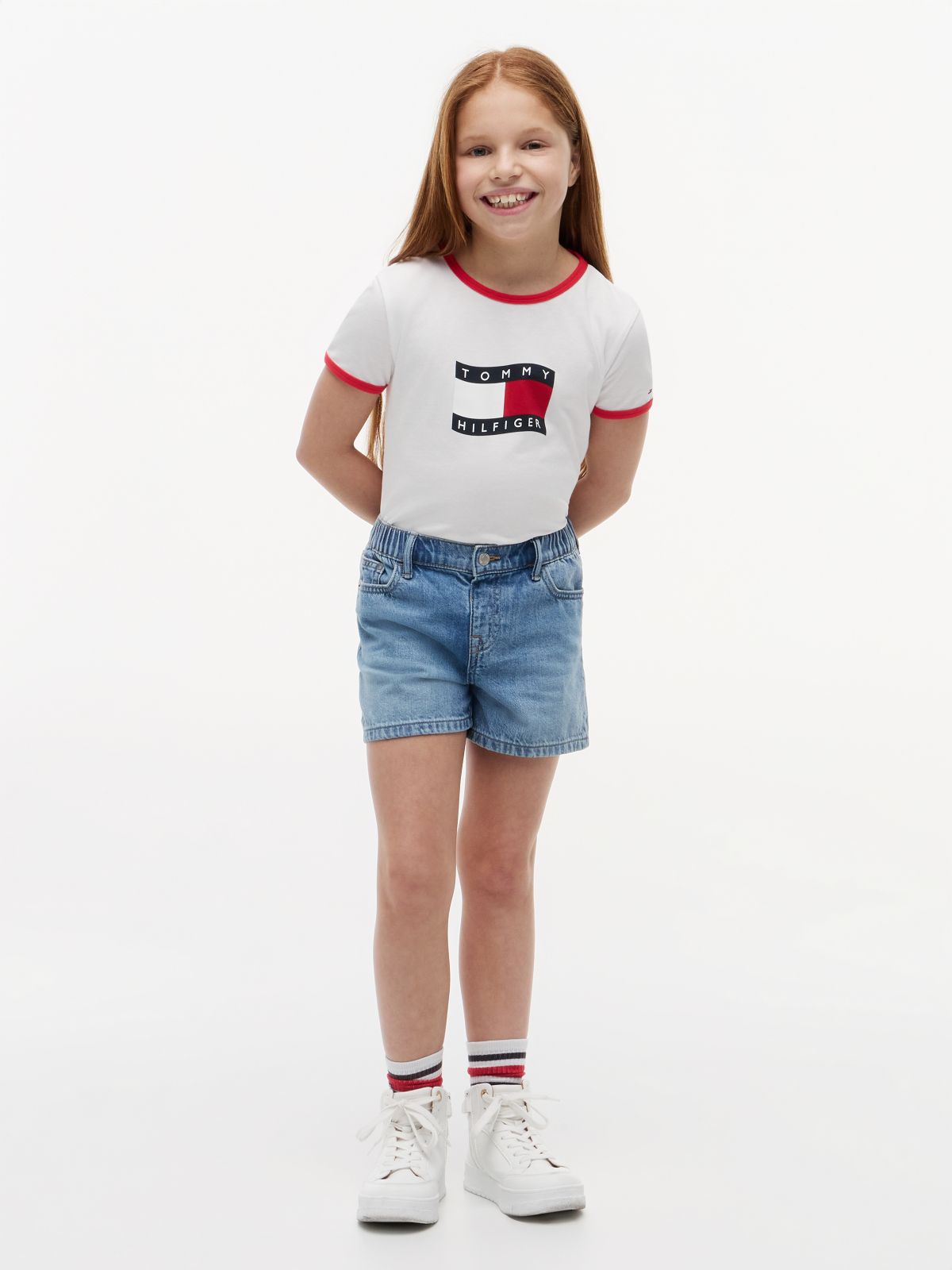 Wavy Flag Jersey Ringer T-Shirt — White