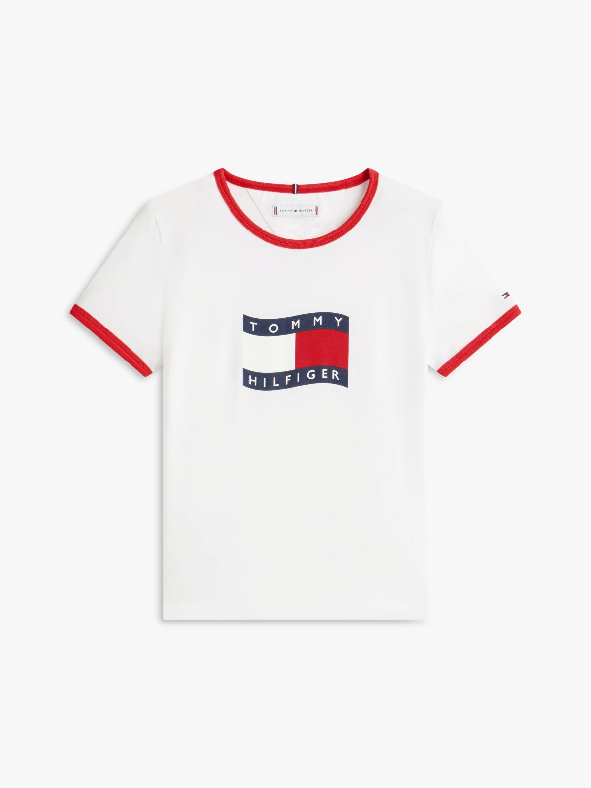 Wavy Flag Jersey Ringer T-Shirt — White