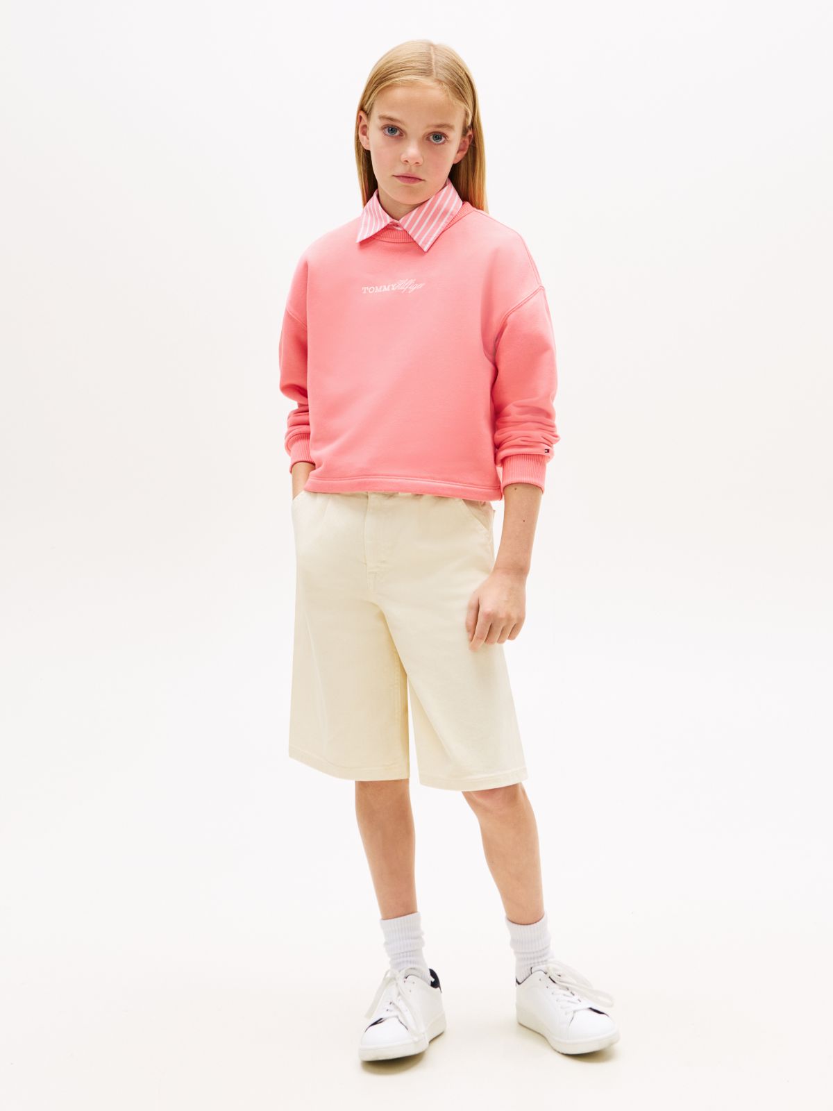 Glitter Logo Relaxed Terry Sweatshirt — Pink