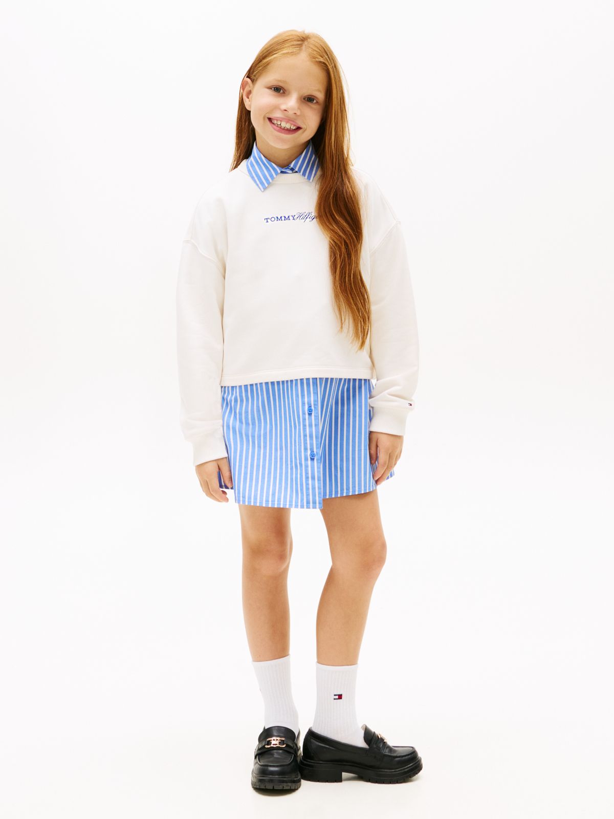Glitter Logo Relaxed Terry Sweatshirt — White
