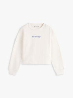Glitter Logo Relaxed Terry Sweatshirt — White 5