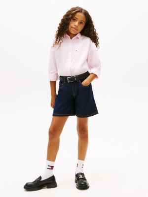 blue relaxed denim bermuda shorts for girls tommy hilfiger