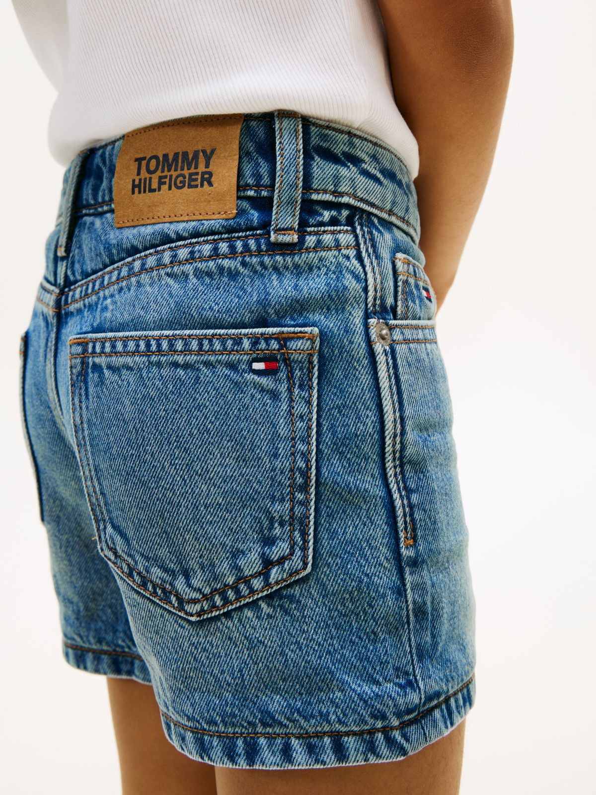 Faded Skinny Denim Shorts — Blue