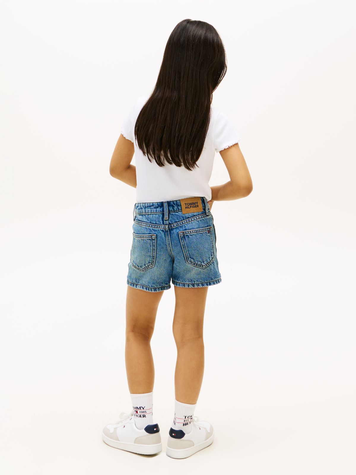 Faded Skinny Denim Shorts — Blue