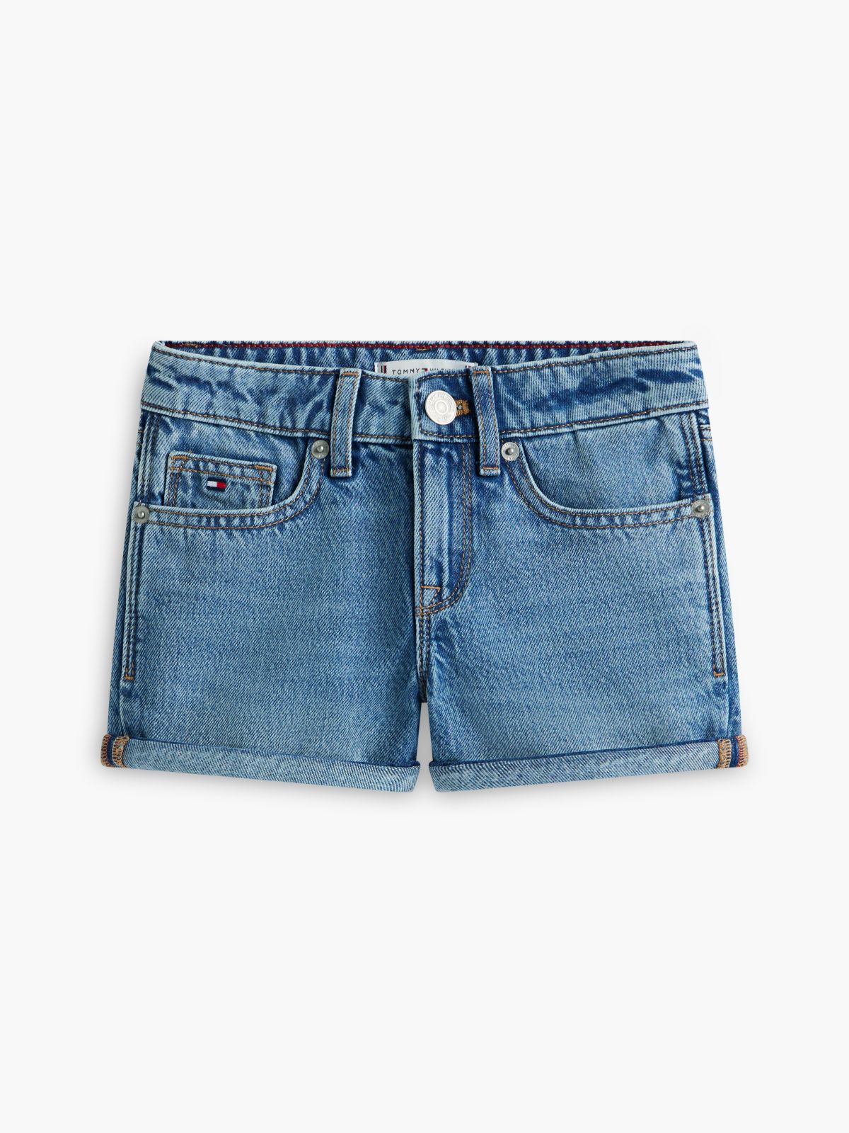 Faded Skinny Denim Shorts — Blue