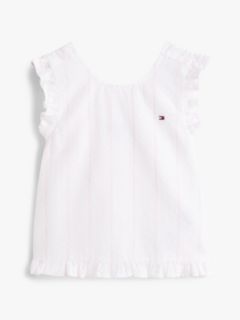 Crossover Back Seersucker Sleeveless Shirt — White 6