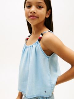 Beaded Straps Sleeveless Top — Blue 2