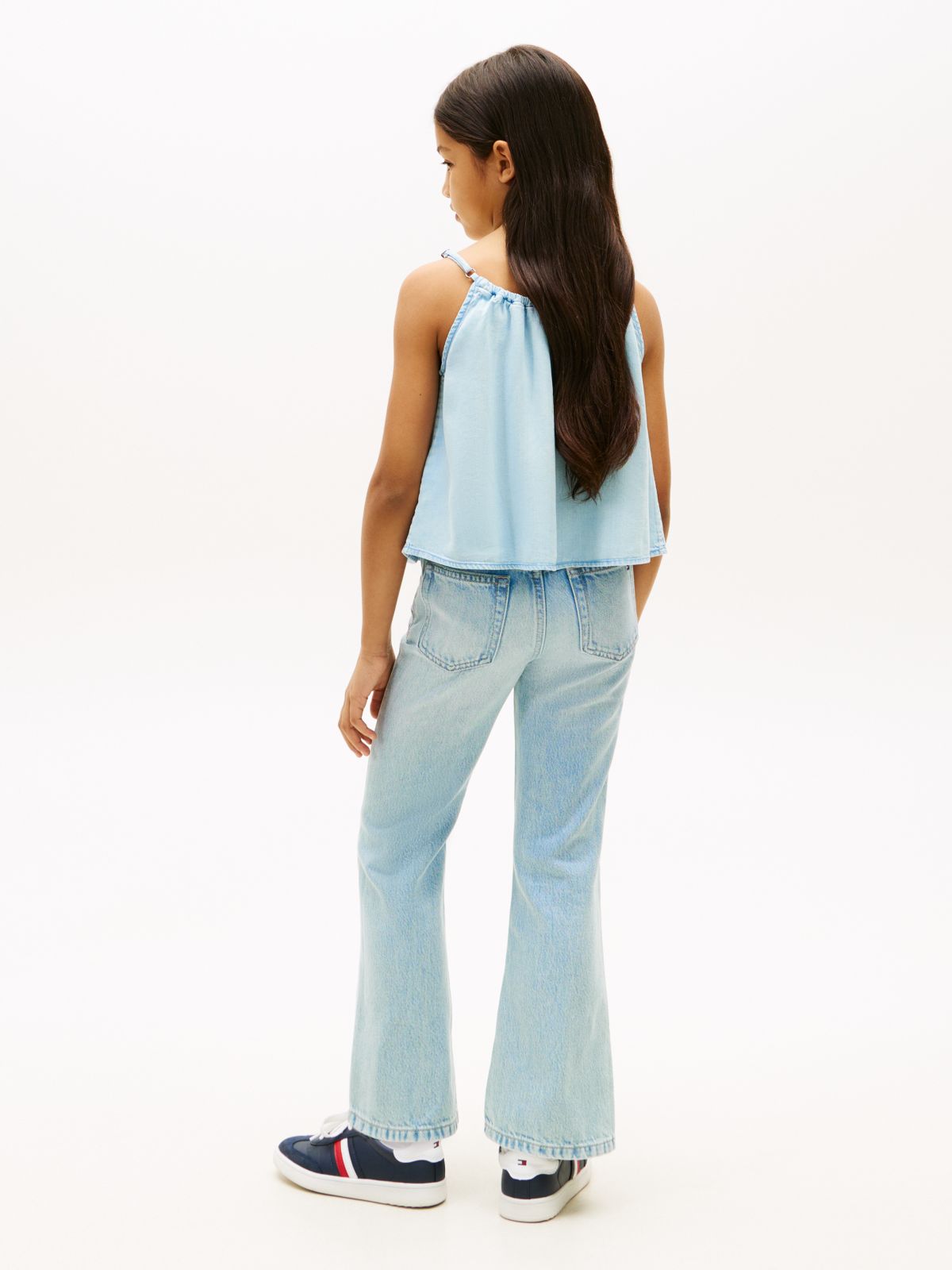 Beaded Straps Sleeveless Top — Blue
