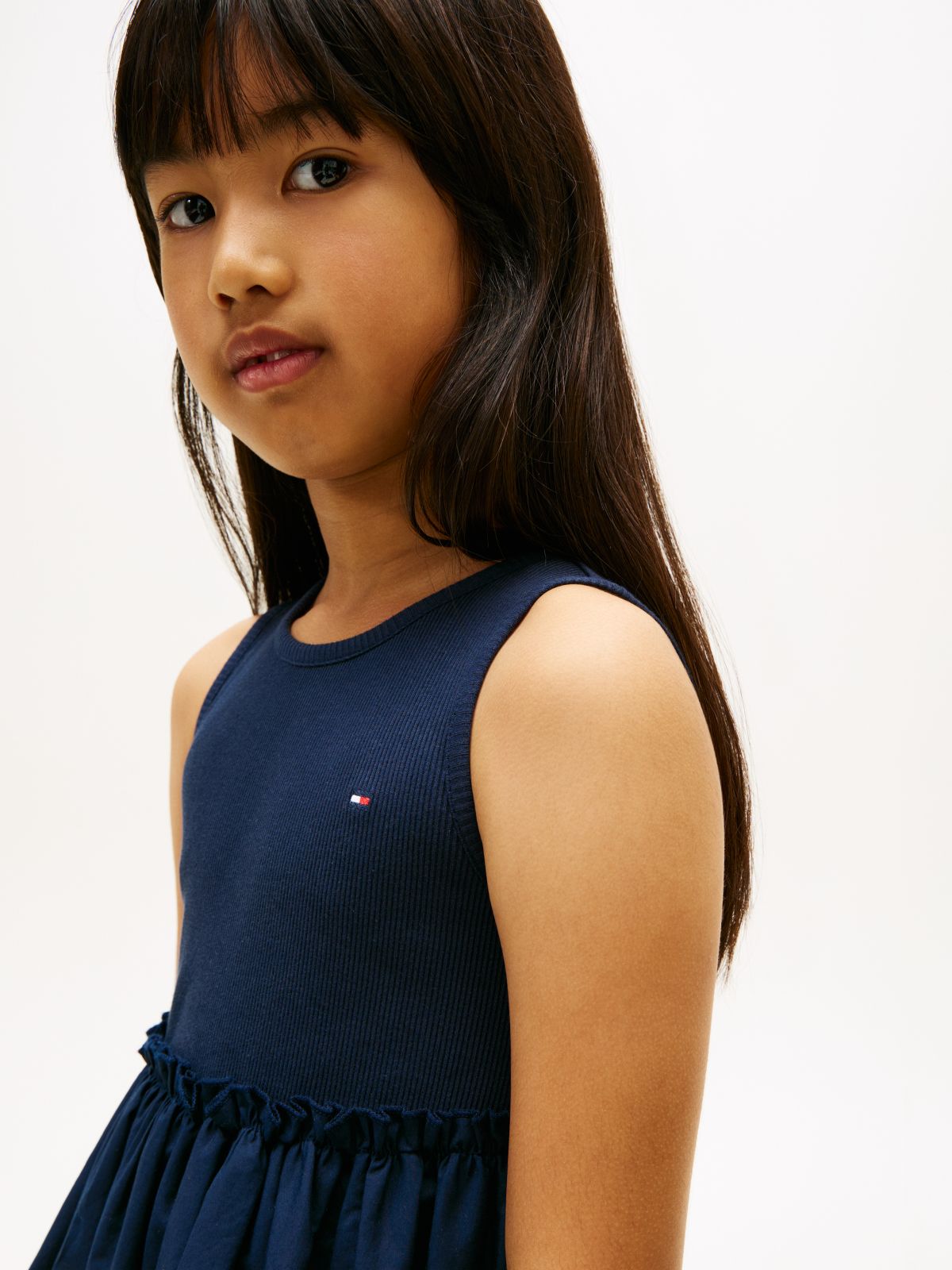 Broderie Anglaise Sleeveless Dress — Blue