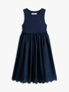 Broderie Anglaise Sleeveless Dress — Blue 5