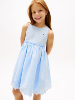 Broderie Anglaise Sleeveless Dress — Blue 2