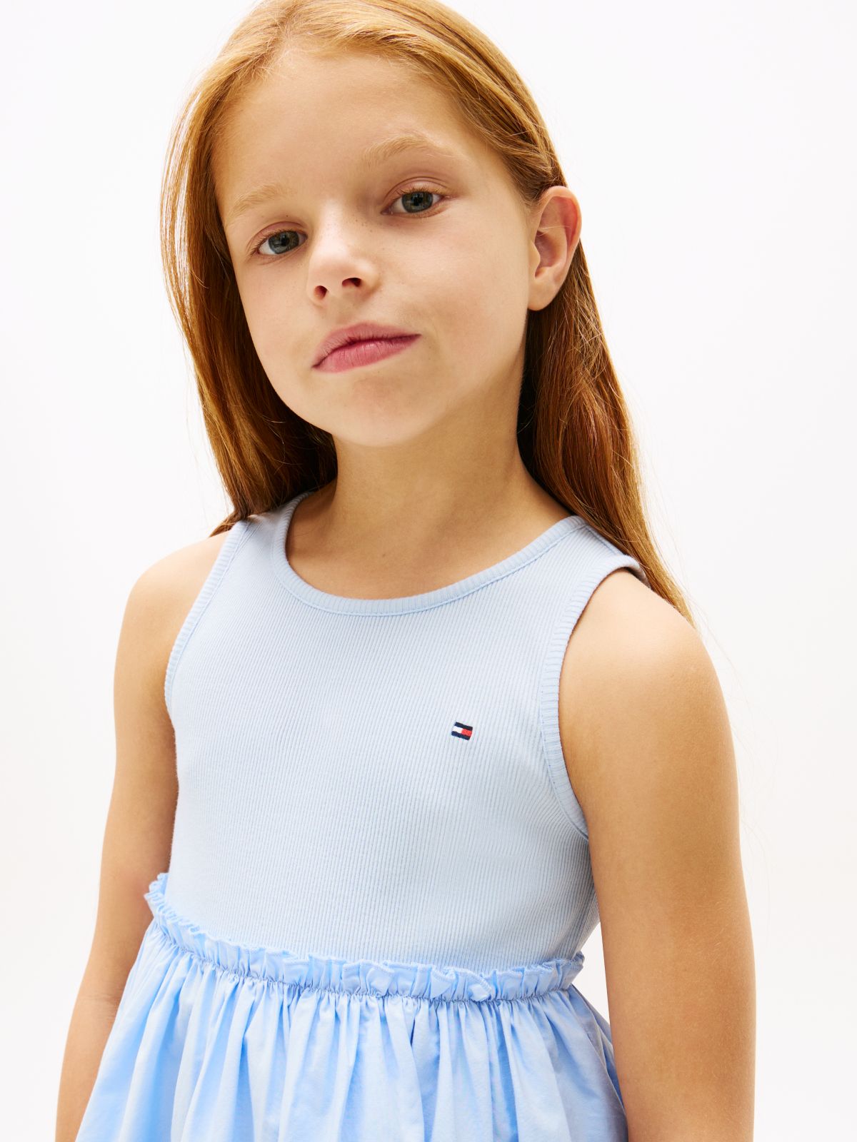 Broderie Anglaise Sleeveless Dress — Blue
