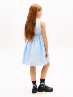 Broderie Anglaise Sleeveless Dress — Blue 4