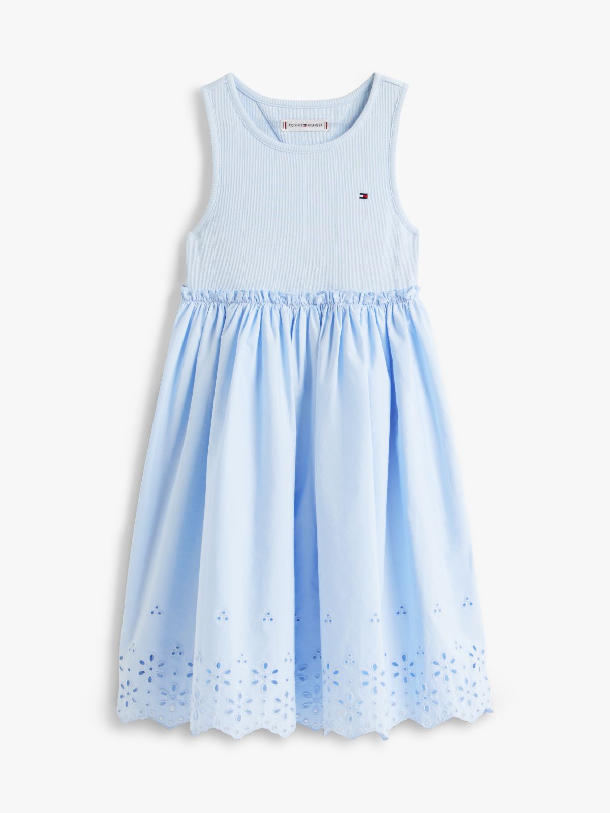Broderie Anglaise Sleeveless Dress — Blue