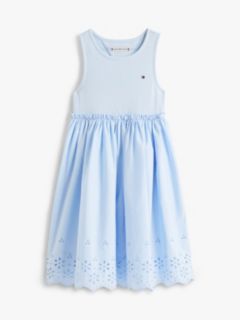 Broderie Anglaise Sleeveless Dress — Blue 5