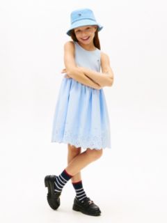 Broderie Anglaise Sleeveless Dress — Blue 1