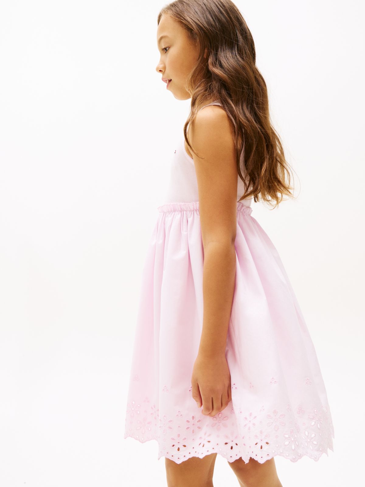 Broderie Anglaise Sleeveless Dress — Pink