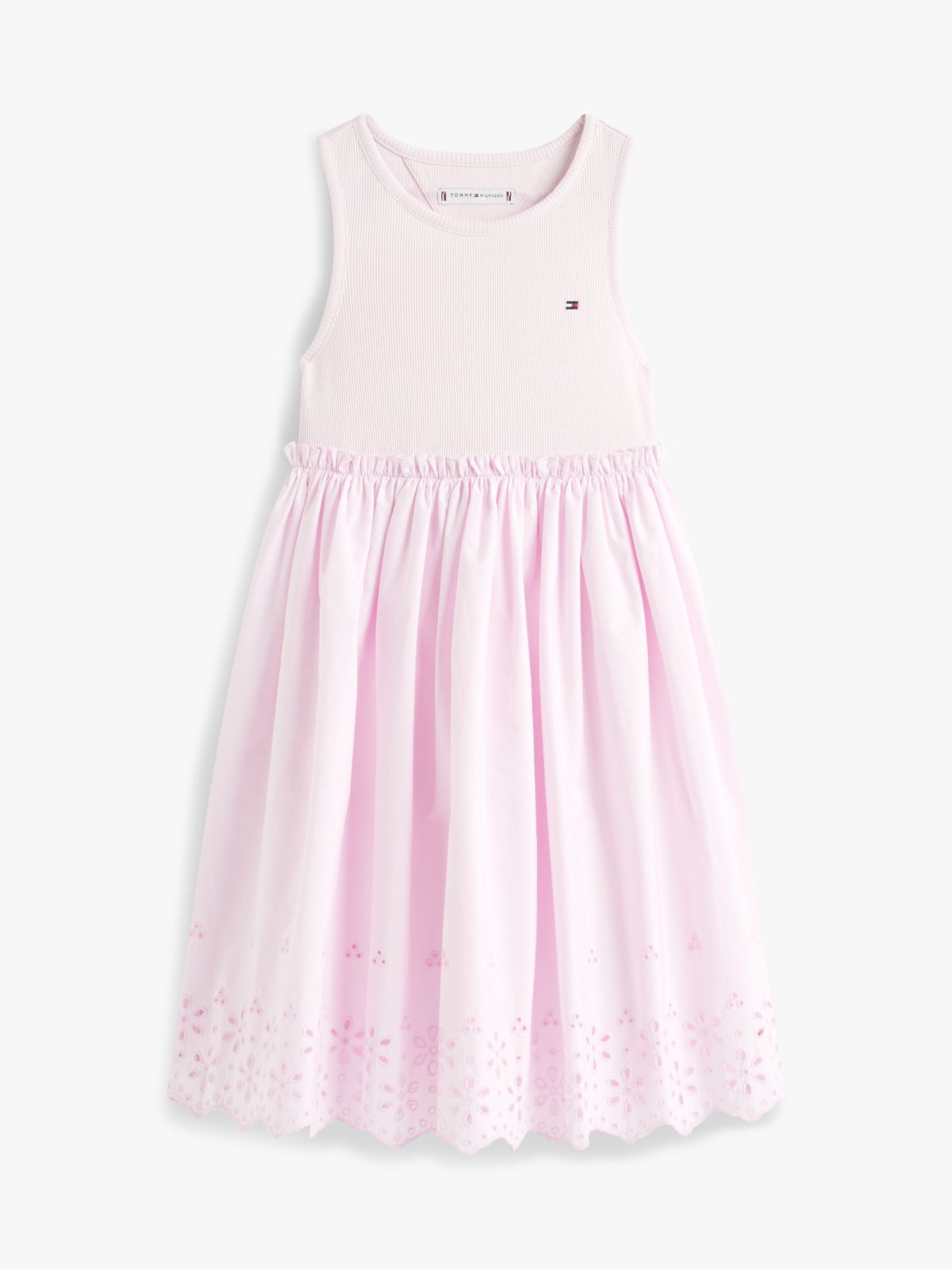 Broderie Anglaise Sleeveless Dress — Pink