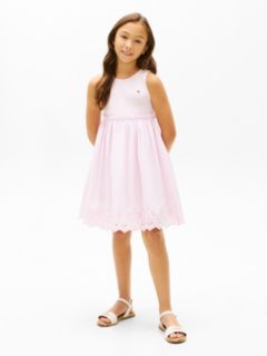 Broderie Anglaise Sleeveless Dress — Pink 1