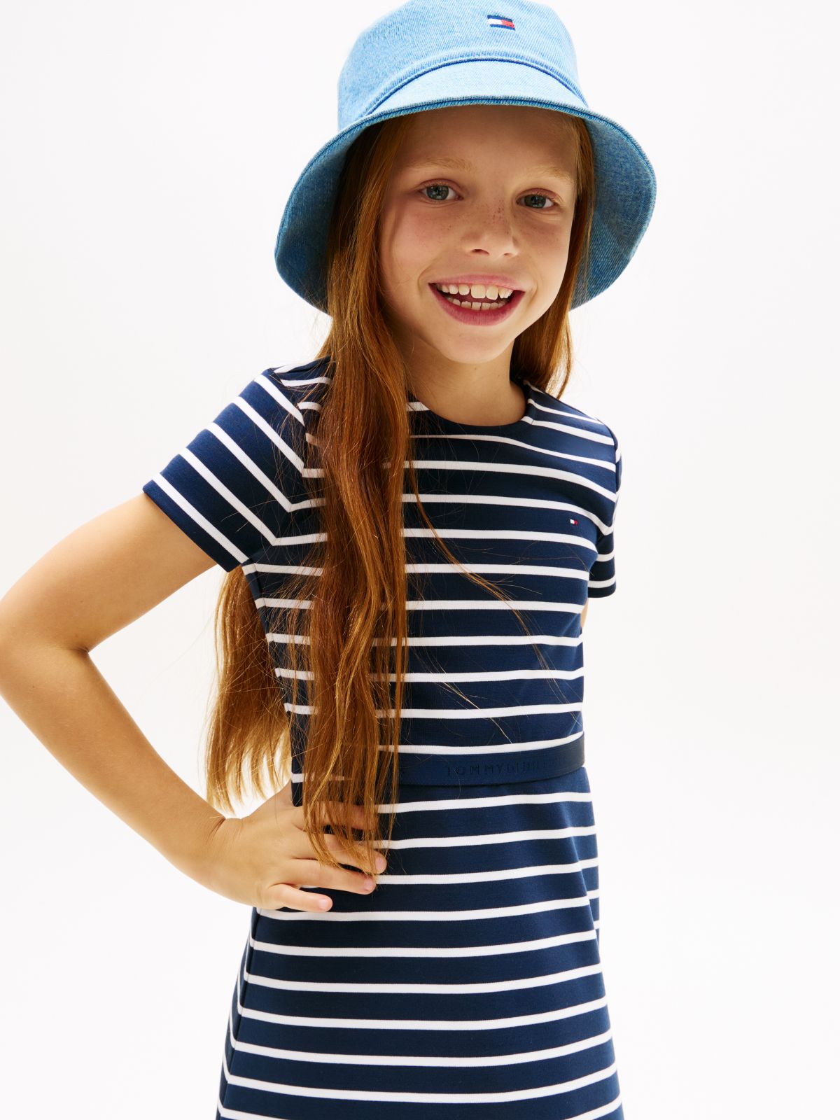 Essential Short Sleeve Skater Dress — Blue
