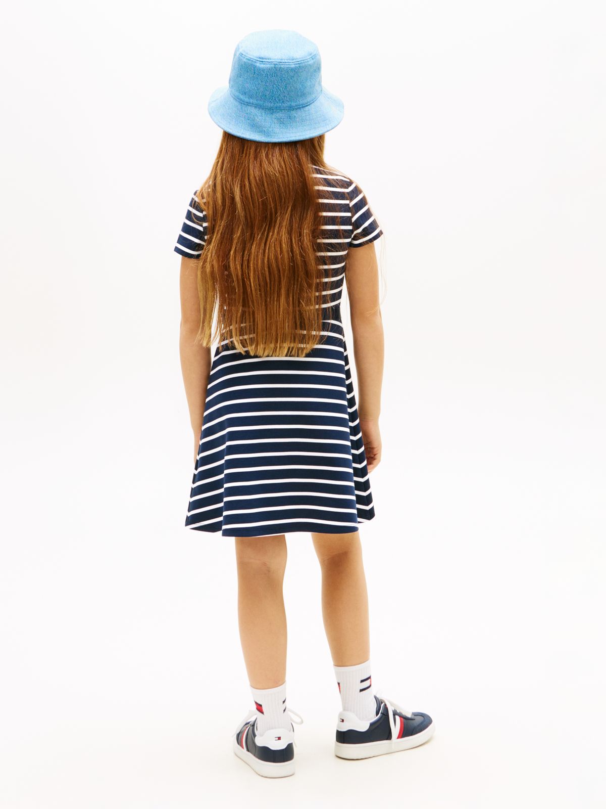 Essential Short Sleeve Skater Dress — Blue