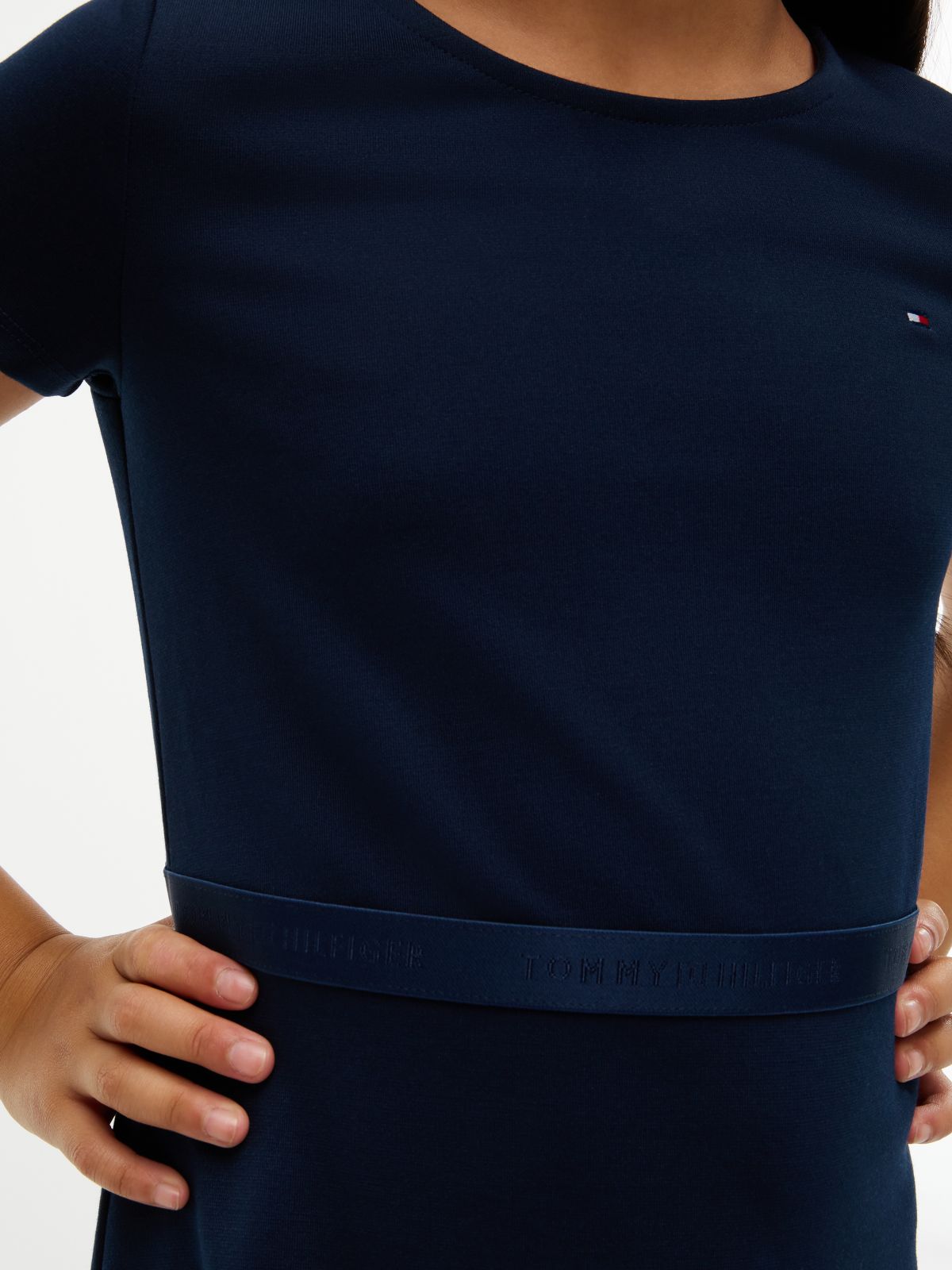Essential Short Sleeve Skater Dress — Blue