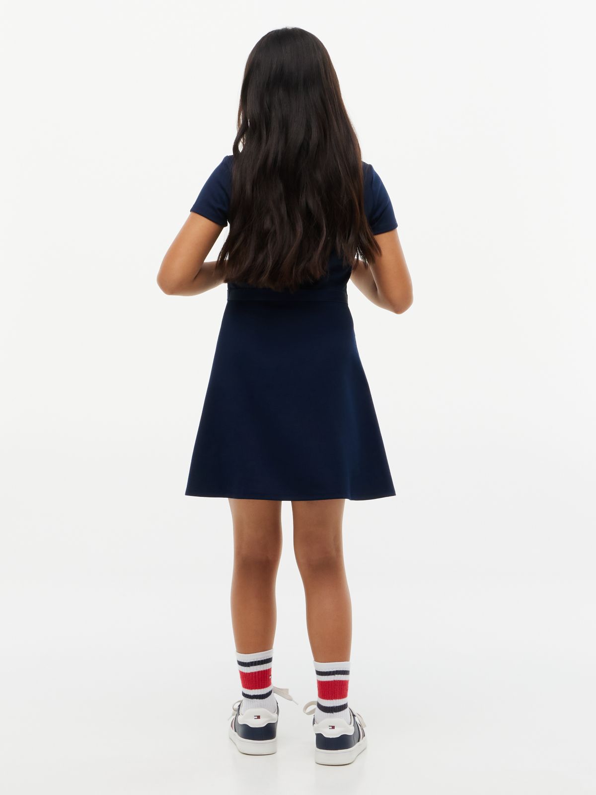 Essential Short Sleeve Skater Dress — Blue