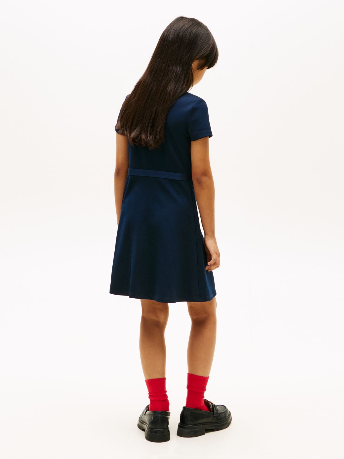 Essential Short Sleeve Skater Dress — Blue