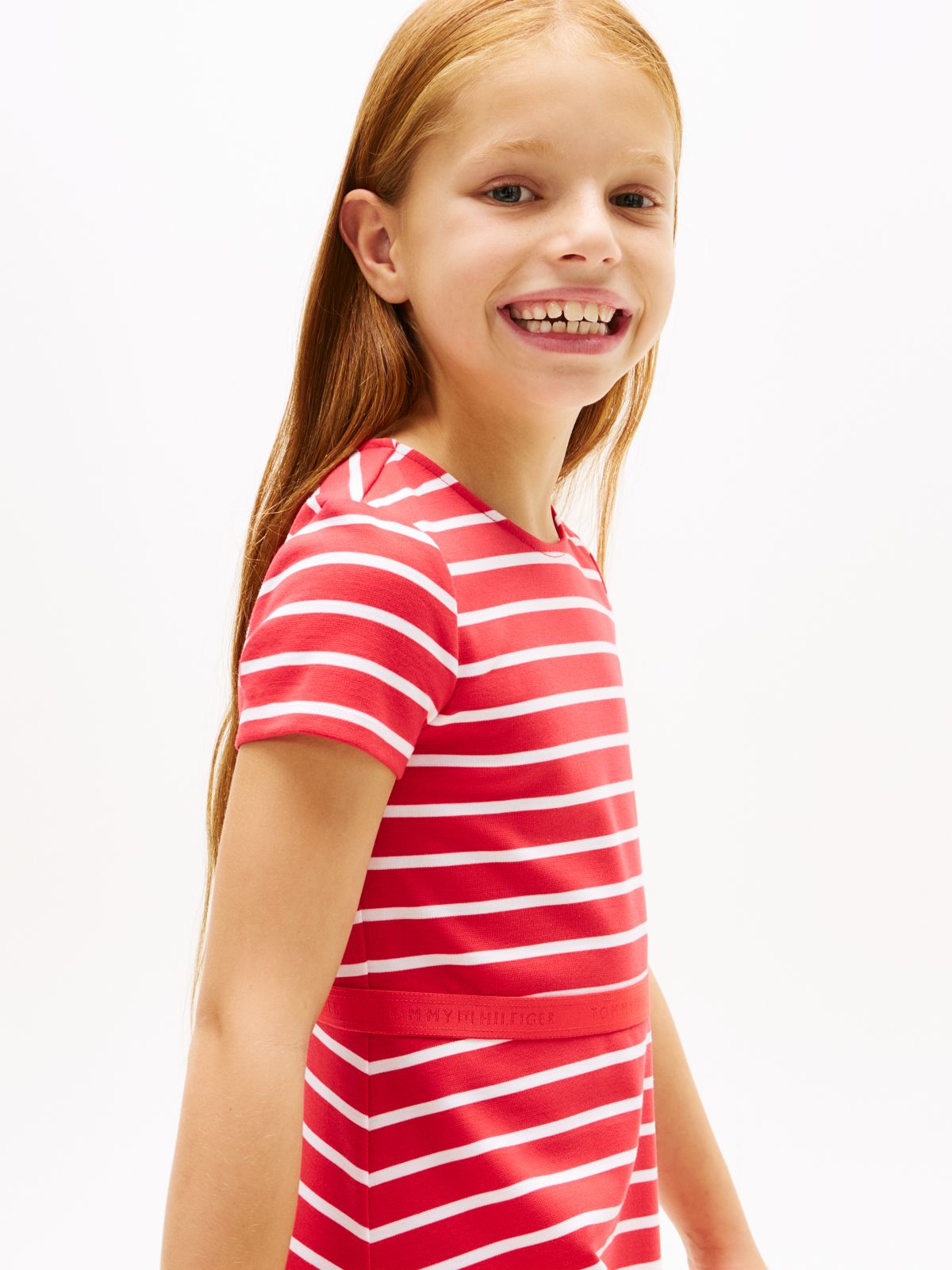 Essential Short Sleeve Skater Dress — Red