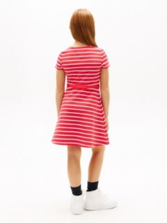 Essential Short Sleeve Skater Dress — Red 4
