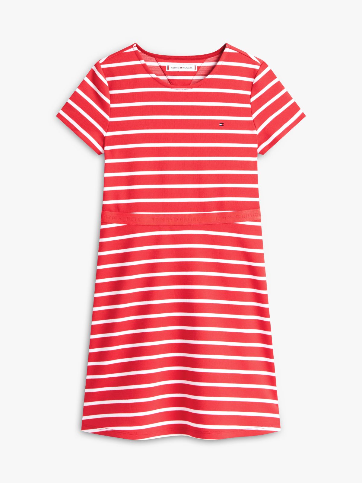 Essential Short Sleeve Skater Dress — Red