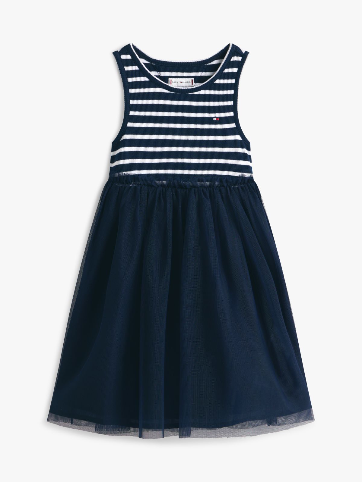 Tulle Sleeveless Fit And Flare Dress — Blue