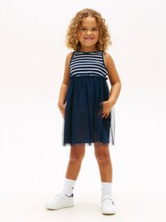 Tulle Sleeveless Fit And Flare Dress — Blue 1