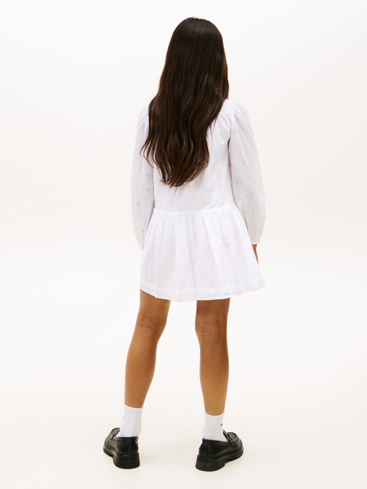 Broderie Anglaise Shirt Dress — White