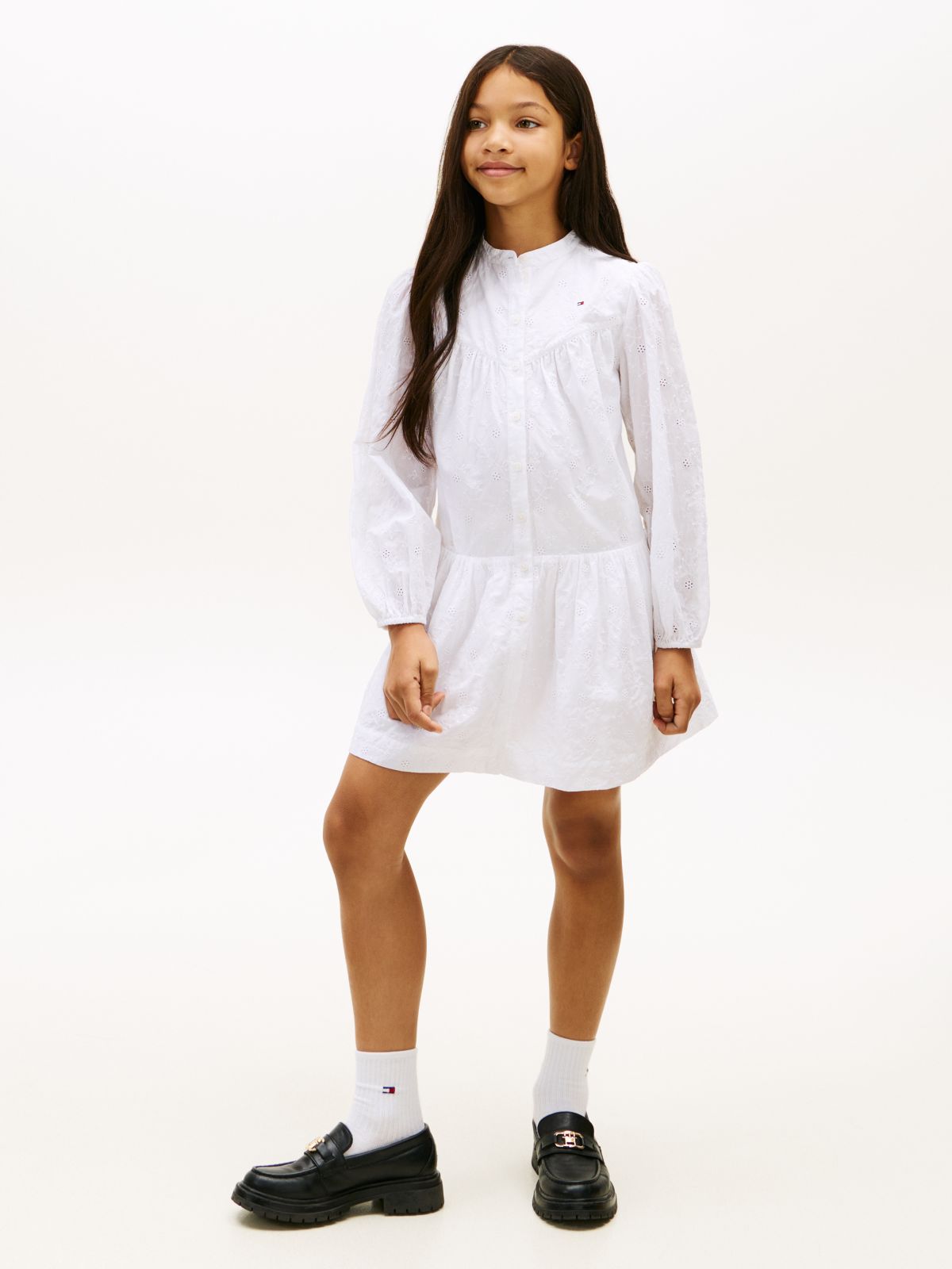 Broderie Anglaise Shirt Dress — White