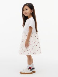 Seersucker Print Fit And Flare Dress — White 4