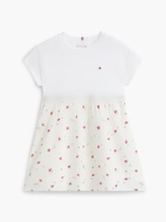 Seersucker Print Fit And Flare Dress — White 5