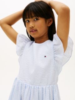 Stripe Seersucker Fit And Flare Dress — Blue 2