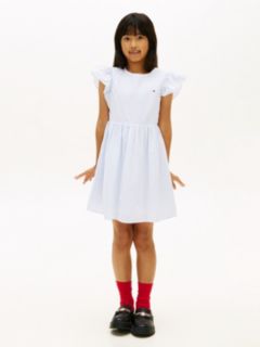 Stripe Seersucker Fit And Flare Dress — Blue 1
