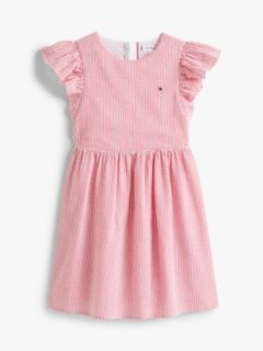 Stripe Seersucker Fit And Flare Dress — Red 5
